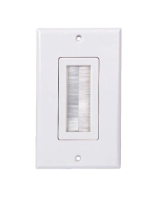 Just Hook It Up Decor Style Brush Bulk Cable Wall Plate Single Gang - White