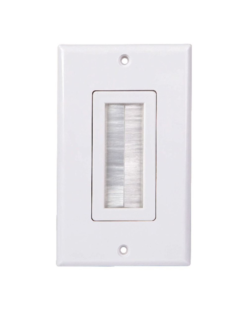 Just Hook It Up Decor Style Brush Bulk Cable Wall Plate Single Gang - White Just Hook It Up Decor Style Brush Bulk Cable Wall Plate Single Gang - White